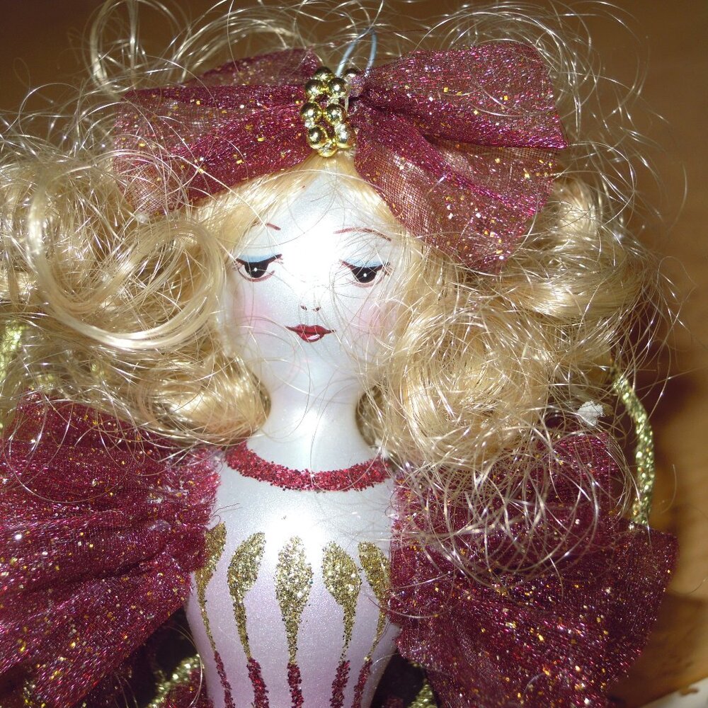 Vintage Hand Blown De Carlini  Italy Woman Angel Christmas Tree Glass Ornament